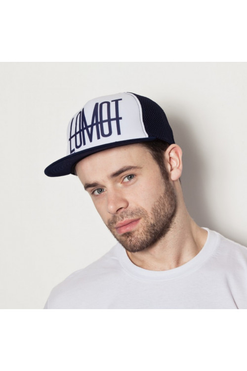 Czapka z daszkiem Łomot - biały / granatowy